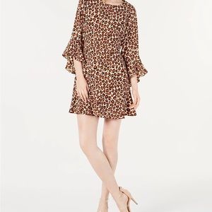 Bar iii cheetah print flounce dress with bell sleeves